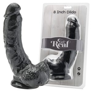 Dildo 8 Inch With Balls Black