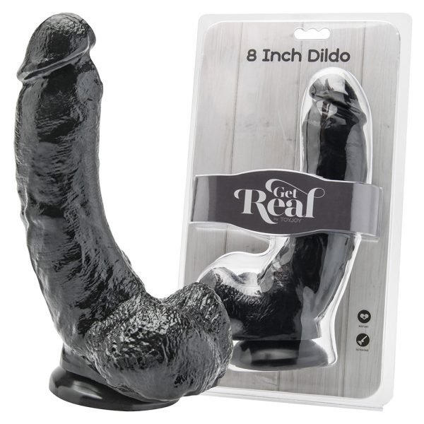 Dildo 8 Inch With Balls Black