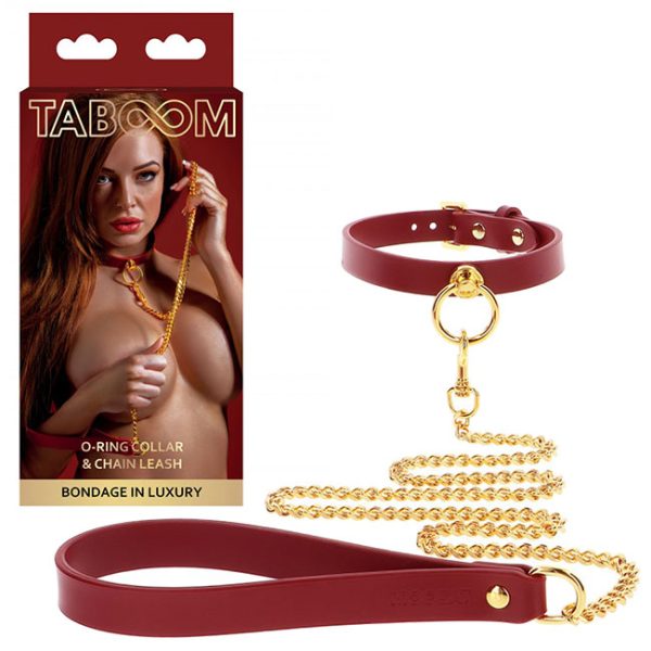 O-Ring Collar and Chain Leash Red