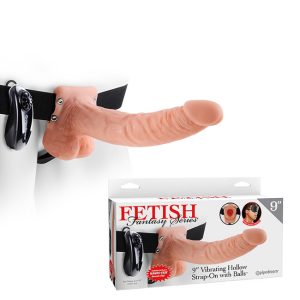 Vibrating Hollow Strap-On with Balls 24 cm Skin