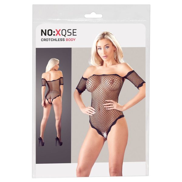 Crotchless Body with shost sleeves Black