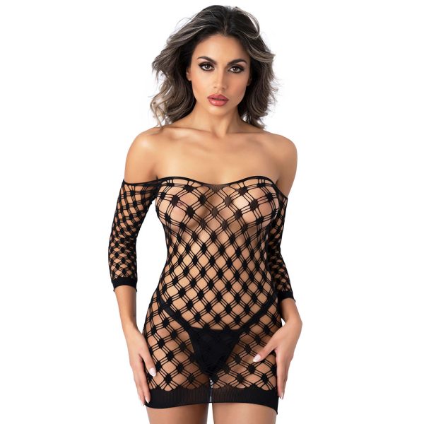 Deluxe Fence Net Minidress Black