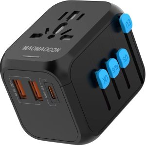 MAOMAOCON Universal Travel Power Adapter with PD20W, 2 USB, 1 USB C and 1 AC Socket