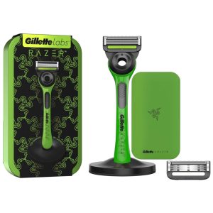 GilletteLabs MEN'S RAZOR, 2 REPLACEMENT BLADES, Magnetic Base and Integrated Bar