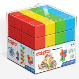 Geomag Magicube - 64 Cubes - Magnetic Construction Toy for Children - Green Line - Educational Game Made of 100% Recycled Plastic