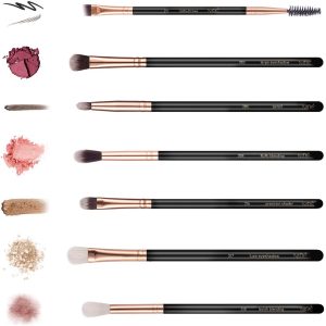 Niré Beauty Essential Eye Make Up Brushes Set: Professional Eye shadow Brush Kit with Tweezers, Professional Eyebrow Brush, Precision Eyeshadow Brushes, and Blending Brushes