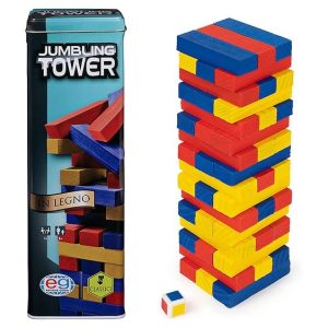 Classic Games in Wood Colourful Jumbling Tower