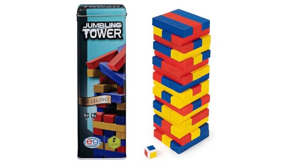 Classic Games in Wood Colourful Jumbling Tower