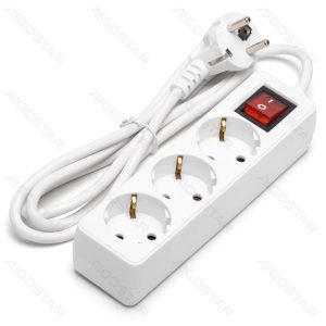 Aigostar German 3-Way Power Strip with Switch, Multiple Socket with 1m Cable