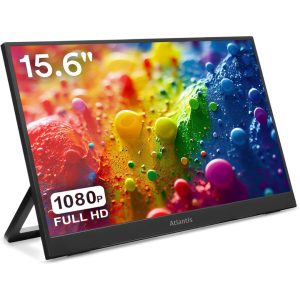 Atlantis 16 Inch Portable Monitor, 1080P Full HD 1920x1080, HDMI/Type-C, 2x1W Speaker, Adjustable Tilt
