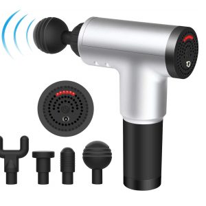 Grey Muscle Massage Gun, 6 Speeds Cordless Handheld Deep Tissue Neck Back & Muscle Massager Gun, Super Quiet Chargeable Device