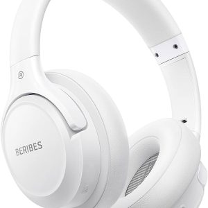 BERIBES Bluetooth Headphones Over Ear for Mobile Phones/iPad/Laptop/PC (White)