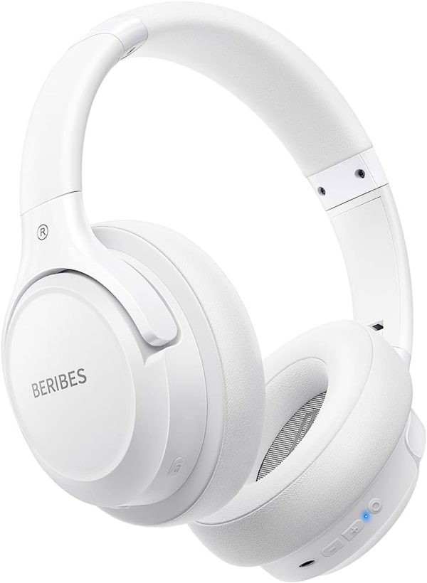 BERIBES Bluetooth Headphones Over Ear for Mobile Phones/iPad/Laptop/PC (White)
