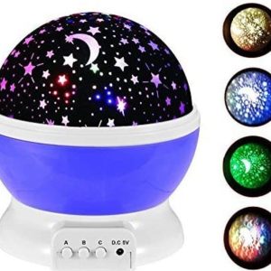 Baby Night Lights Moon Projector 360 Degree Rotation 4 LED Bulbs 8 Color - USB