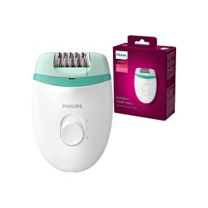 Philips Satinelle Essential Compact Electric Epilator, White & Green