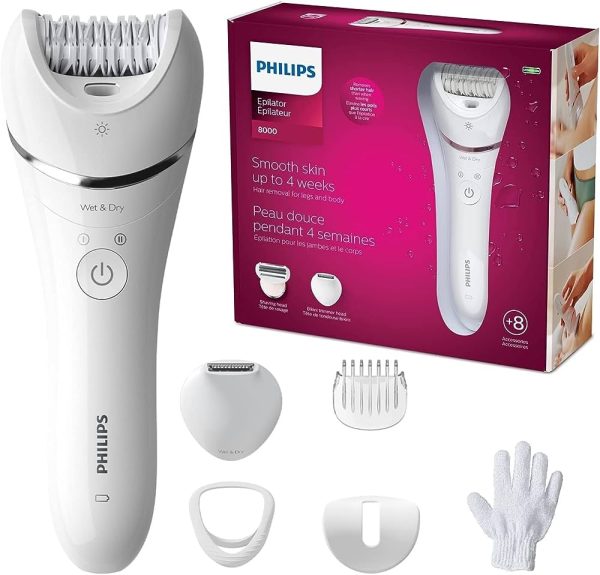 Philips Series 8000 100% Waterproof Epilator with 6 Accessories