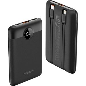 VEGER Powerbank 10000mAh with built-in cables Type C / Lightning PD QC3.0 2A 22,5W