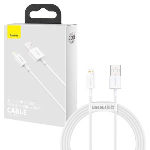 2m Baseus Lightning Superior Series Cable Fast Charging 2.4A White