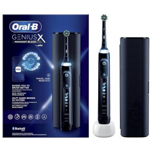Oral-B Genius X with Artificial Intelligence Black Electric Toothbrush, 1 Sensi Ultrathin Toothbrush Head, 6 Cleaning Modes, Gum Pressure Sensor, Smart USB Travel Case