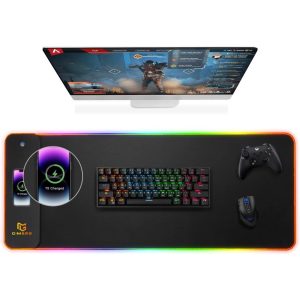 Gimars Gaming Mouse Mat RGB, 15 W Wireless Fast Charge, 800 x 300 x 5 mm