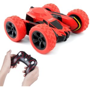 4WD RC Remote Control Car 360° Rotation Acrobatic RC Stunt Car, 1:28/2.4GHZ Radio Control - Red