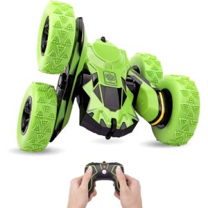 4WD RC Remote Control Car 360° Rotation Acrobatic RC Stunt Car, 1:28/2.4GHZ Radio Control - Green