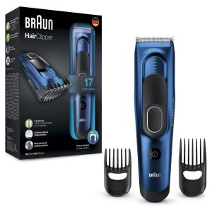 Braun Men's Hair Clipper, 17 Length Settings, Included Accessories, SafetyLock M