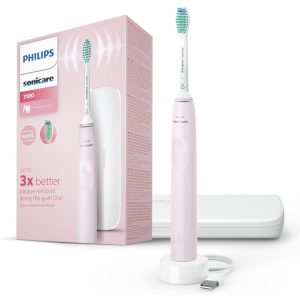 Philips Sonicare 3100 Series Electric Toothbrush with Sound Technology, with Pressure Sensor and Brush Head Change Indicator, Sugar Rose