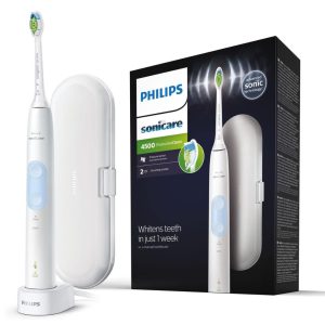Philips Sonicare ProtectiveClean 4500 Electric Toothbrush, with 2 Cleaning Programs, Pressure Control, Timer & Travel Case - White