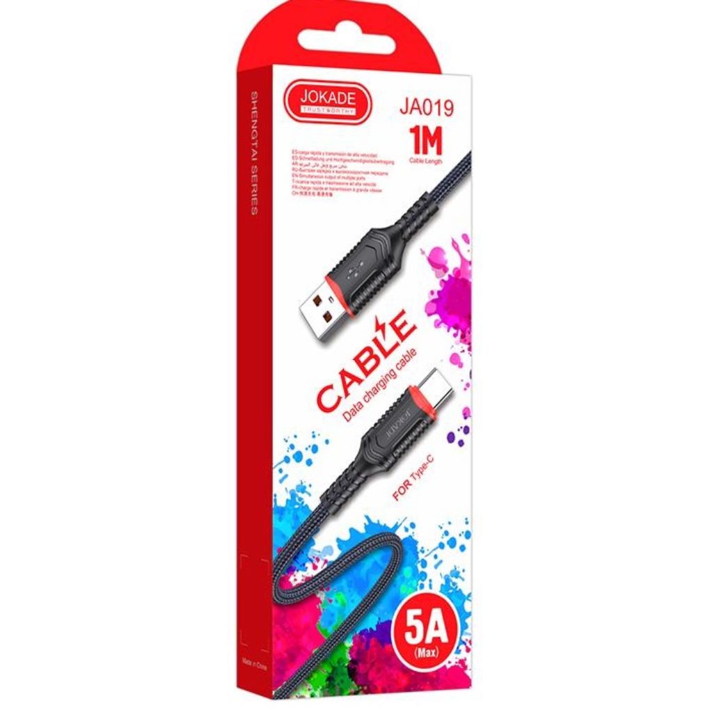 Jokade Charging and synchronising cable 1m 5A USB-C, Black