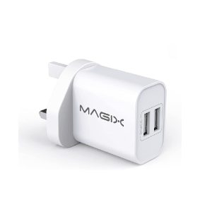 Magix Dual Port USB Wall Charger, (5V-2.4A + 5V-1.0A) Maximum Output 5V-3.4A 17W