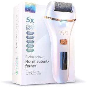 Essy Callus Remover, Electric Test Winner with 5 Replacement Rollers, Foot Care Device, Pedicure Set, Electronic Foot Care, Callus File White
