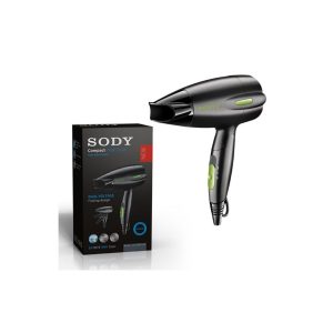 Sody SD3018 Foldable Hair Dryer for Travel Dual Voltage Black Green 1600W