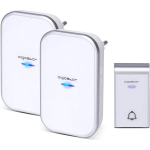 Aigostar Bell AC - Wireless Doorbell, Doorbell with LED Indicators, Waterproof