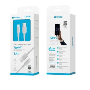 Unico 3m Fast Charging Data Cable USB Type-C 3.4A