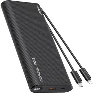 VEGER Power Bank 130W with Built-in Cables, 25000 mAh USB C PD