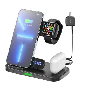 INIU 3 in 1 Wireless Charging Station, 15W Fast Phone Wireless Charger Stand Doc
