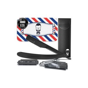 Straight Razor 10 Half Blades Shaving Contours Handle