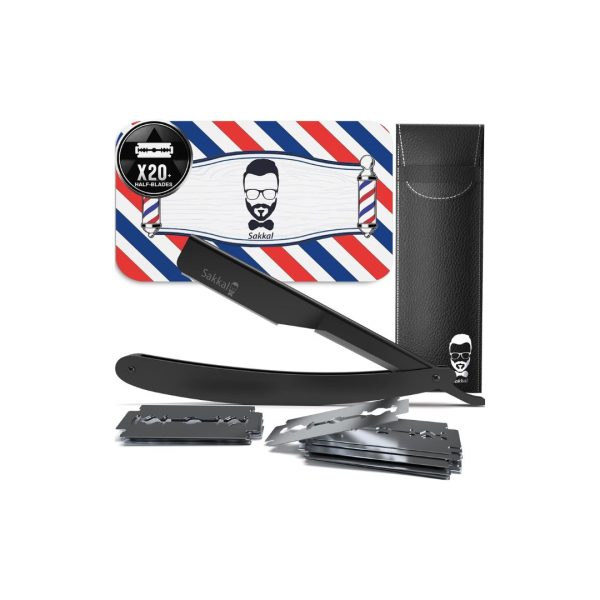 Straight Razor 10 Half Blades Shaving Contours Handle