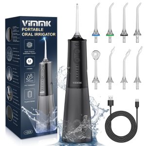 Vimmk Cordless Oral Irrigator, IPX7 Waterproof Rechargeable for Home/Travel (Black)
