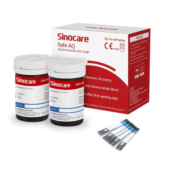 Sinocare Safe AQ Glucose Strips Without Hands, 50 Pieces