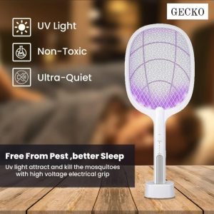 EUTEK - Electric Bug Zapper, 2 in 1 Electric Bug Zapper, Mosquito Killer, Insect Killer,USB Rechargeable Electric Fly Swatter with LED Light for Mosquitos Flies PestControl - Light Blue