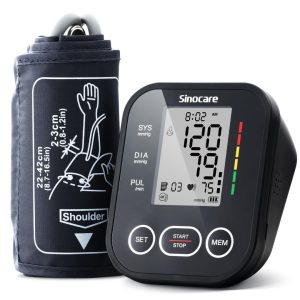 SINOCARE Arm Blood Pressure Monitor and Heart Rate Monitor, Black