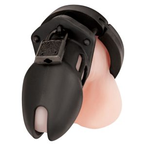 Blue Line Acrylic Chastity Cock Cage Black