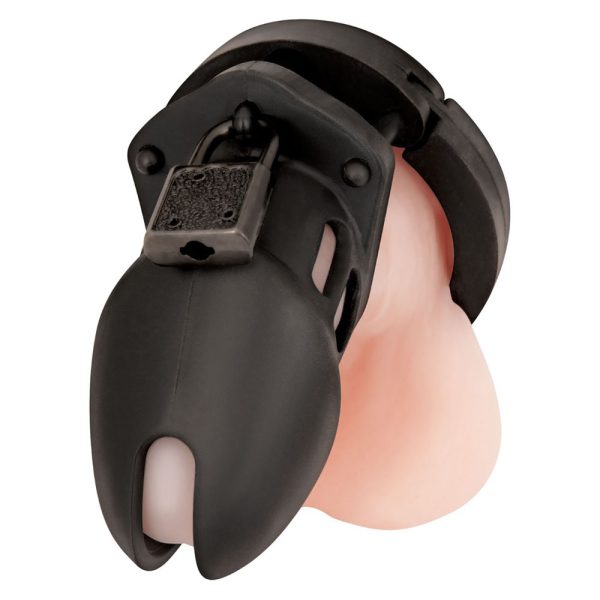 Blue Line Acrylic Chastity Cock Cage Black