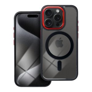 COLOR EDGE MAG COVER case compatible with MagSafe for iPhone 15 Pro black red