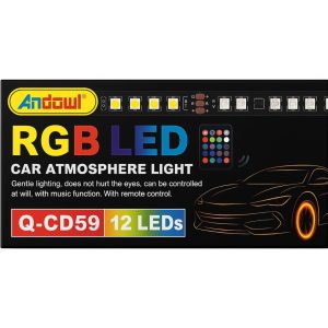 Andowl Q-CD59 RGB LED Car Atmosphere Light – 12 LEDs with Remote & Music Sync