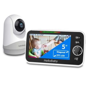 HelloBaby 5" Monitor – PTZ Camera, Talk, Night Vision, 900ft Range