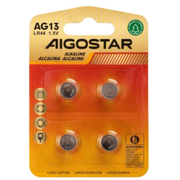 Aigostar Button Cell AG13 LR44 1.5V Pack of 4