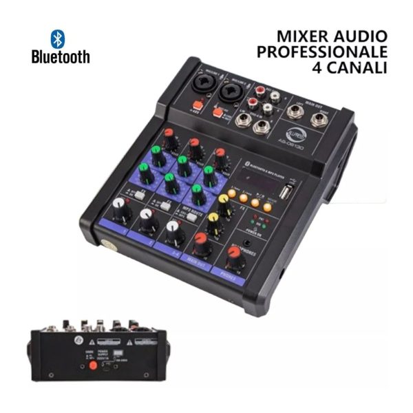 Mixer Audio Profesionale DJ Sound Console Portatile 4 Bluetooth USB